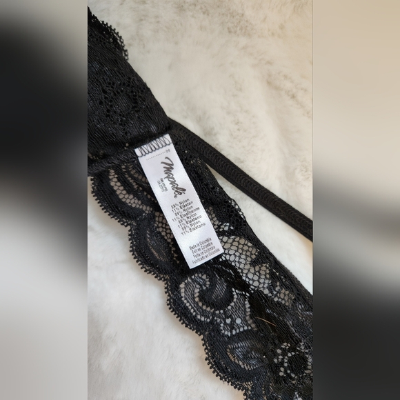 NWOT Black Lace 4 Piece Set - bra, panty, wrist cuffs and eye mask - Picture 6 of 11